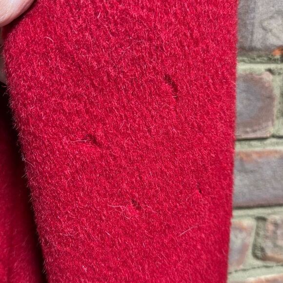 Vintage Red Apagora Luxury Wool Mohair Fur Collar Long Coat Size Medium - Picture 6 of 11